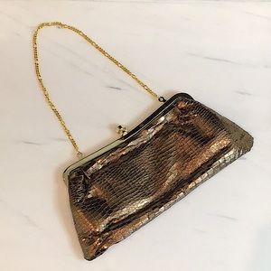 Bronze metallic formal handbag